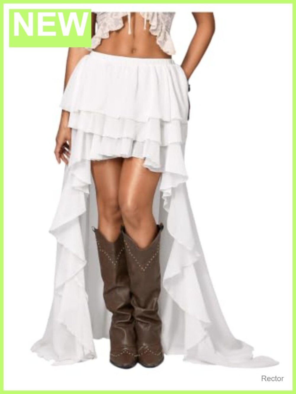 Women's Boho Layered Ruffle Chiffon Maxi Skirt Y2K Elastic Drop Waist